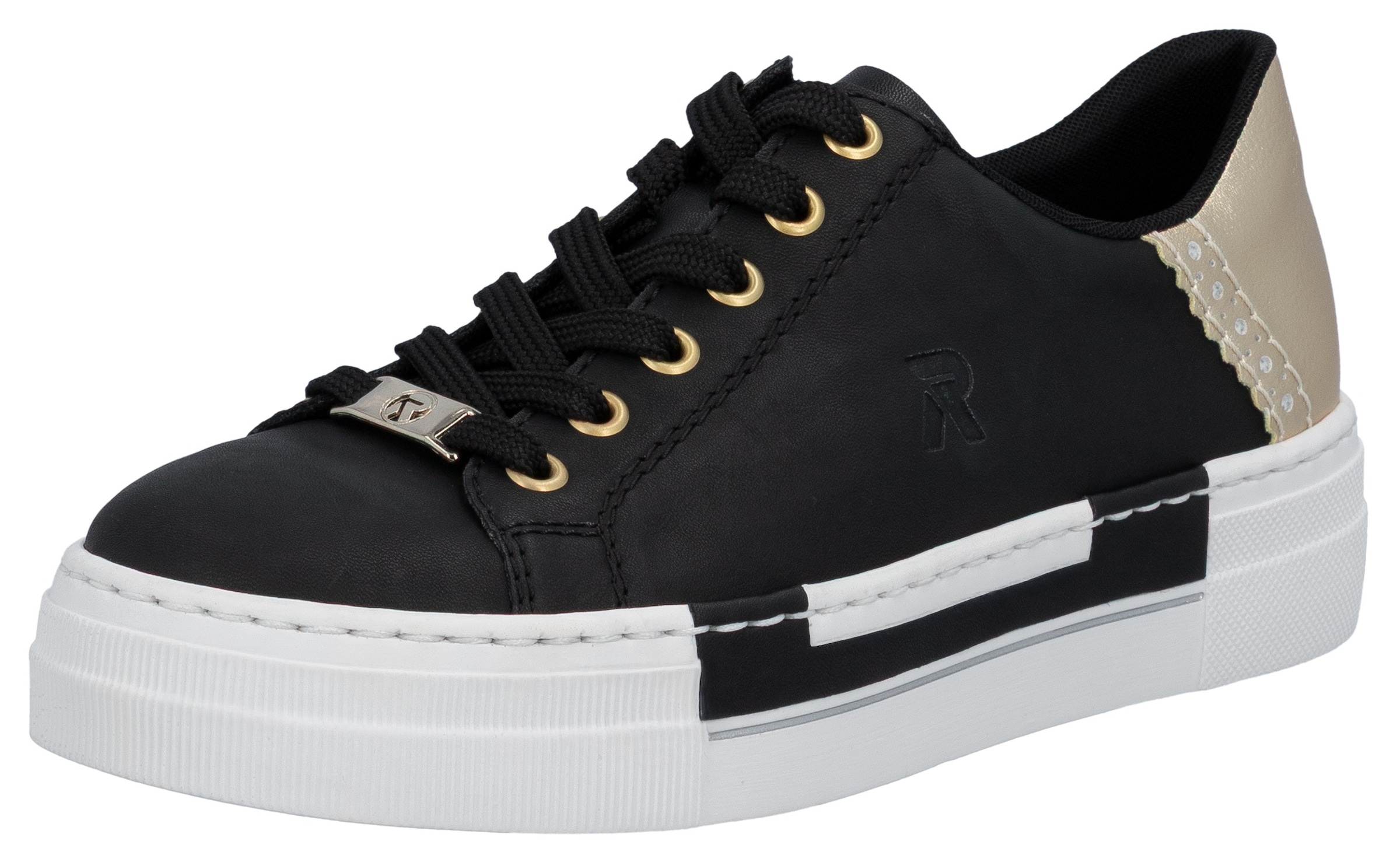 Rieker Plateausneaker  mit Metallic-Fersenkappe, Freizeitschuh, Halbschuh, Schnürschuh