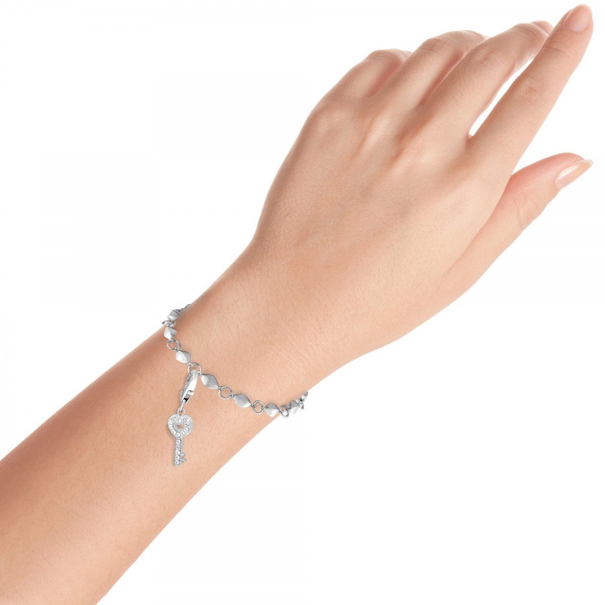 Charm Clé coeur strass SC Crystal orné de Cristaux scintillants