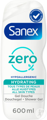 Sanex Zero% Gel Douche Hydratant Pour Tous Types De Peaux Flacon 600ml