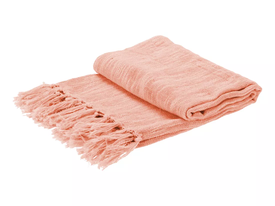 Housse en Coton Housse de Canapé Rose Décorée de Franges