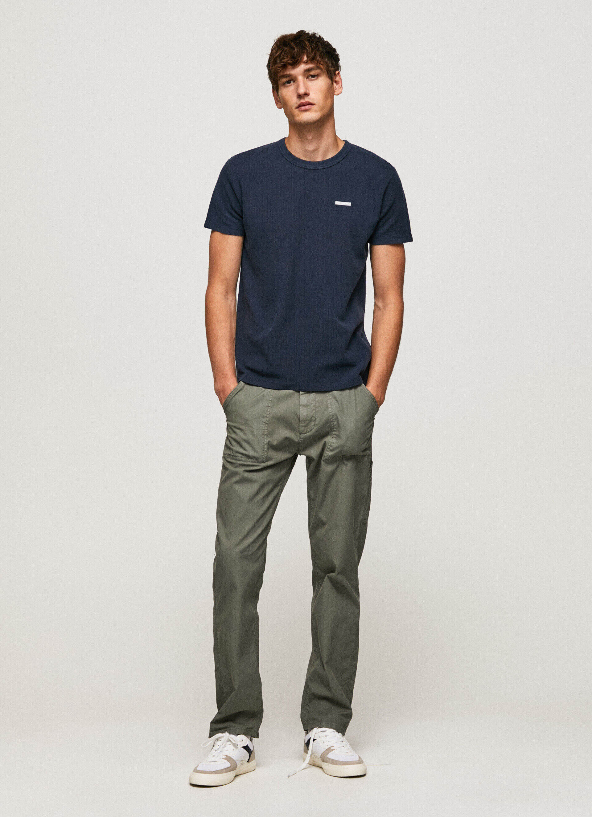 Camiseta de algodão com textura waffle - azul dulwich