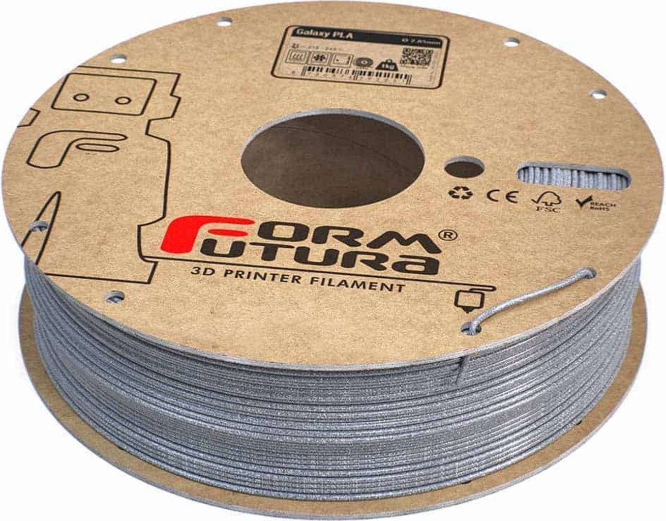 FormFutura  Galaxy PLA Titanium Silver, 1,75 mm / 750 g    Glitzerndes PLA Filament in Silber