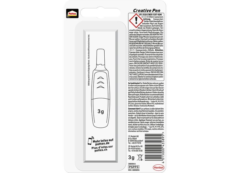 Pattex Sekundenkleber Creative Pen 3 g Reparaturkleber