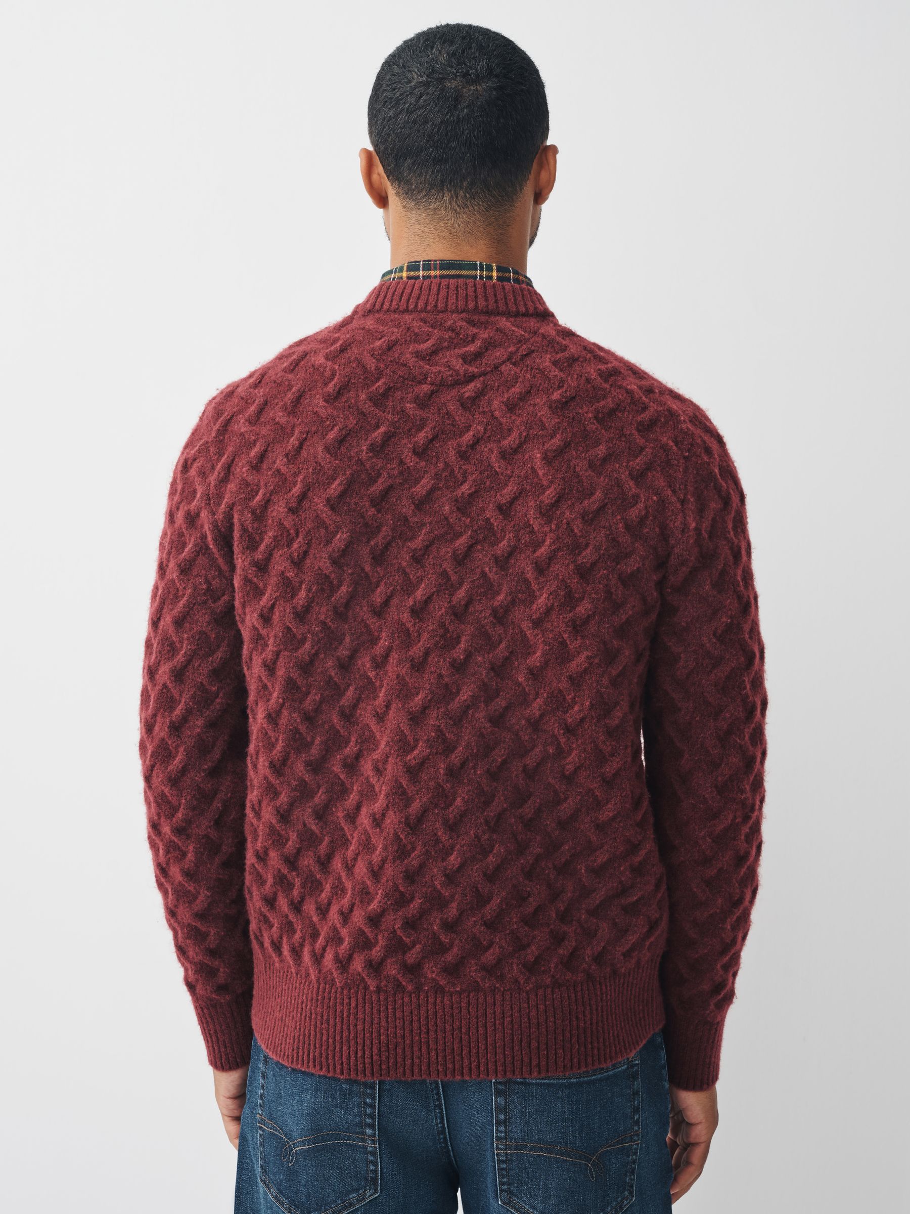 Roestrood - Regular fit trui met overhemdkraag