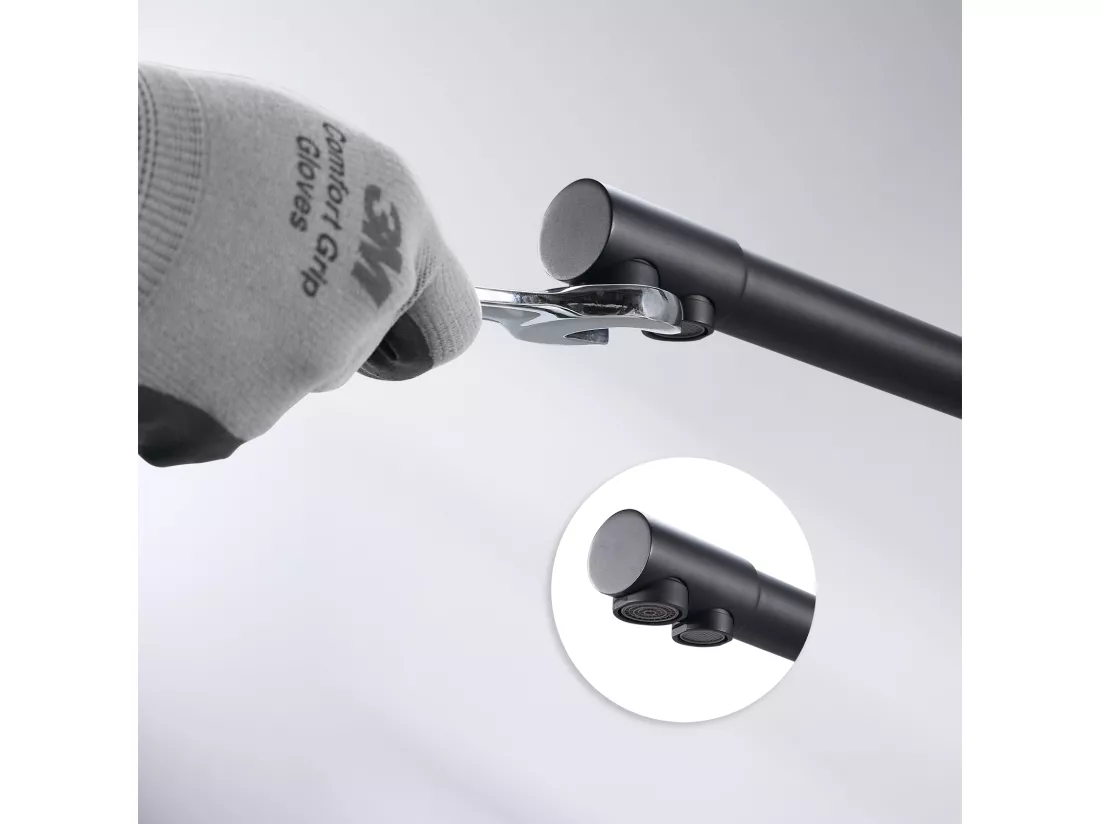 2PCS Robinet de Cuisine à 3 Voies, 3 en 1 Mitigeur de Cuisine pour Système D'osmose, Robinet D'eau Propre avec 2 Leviers de Commande Séparés Noir