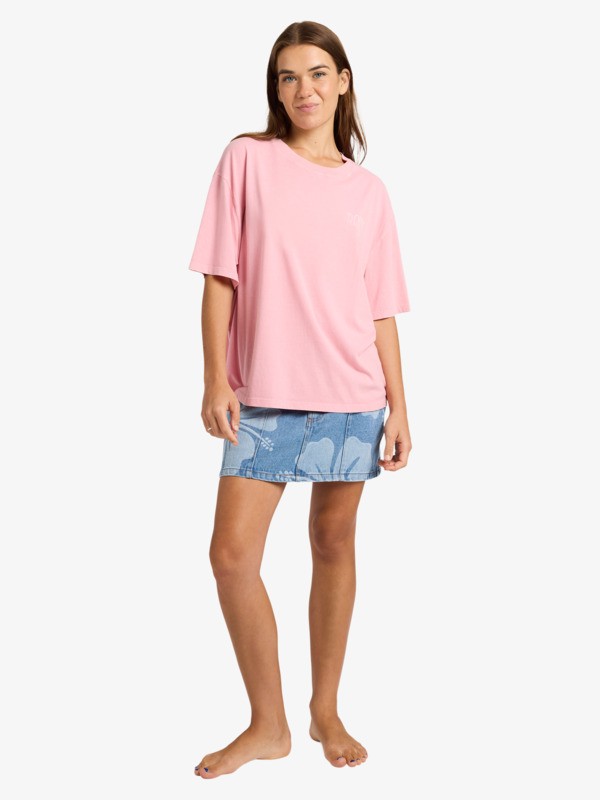 Talloversize Washed T-Shirt à manches courtes Rose Femme