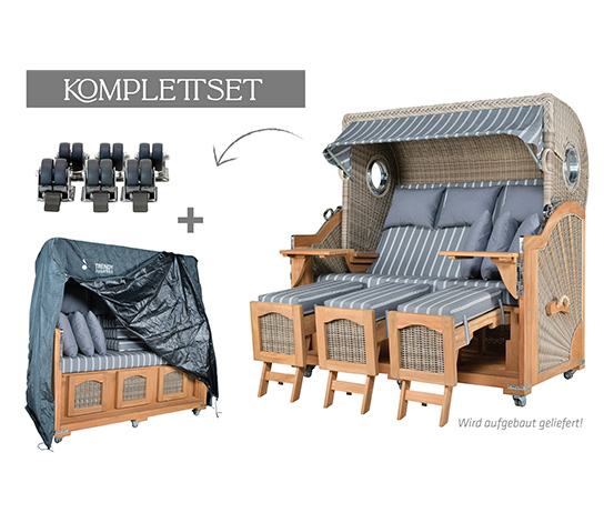 deVries Teak-Strandkorb, 3-Sitzer