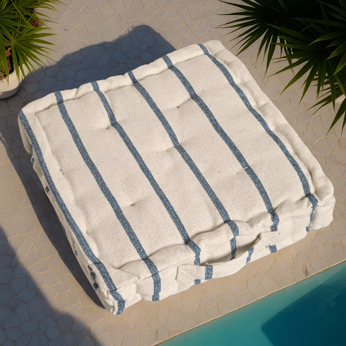 Coussin de sol extérieur toile de coton (45 x 45 cm) Ocealys Bleu marine