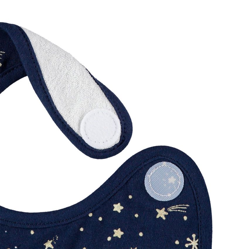 Lot de 2 bavoirs en coton avec imprimé doré all-over et ourson - Ecru