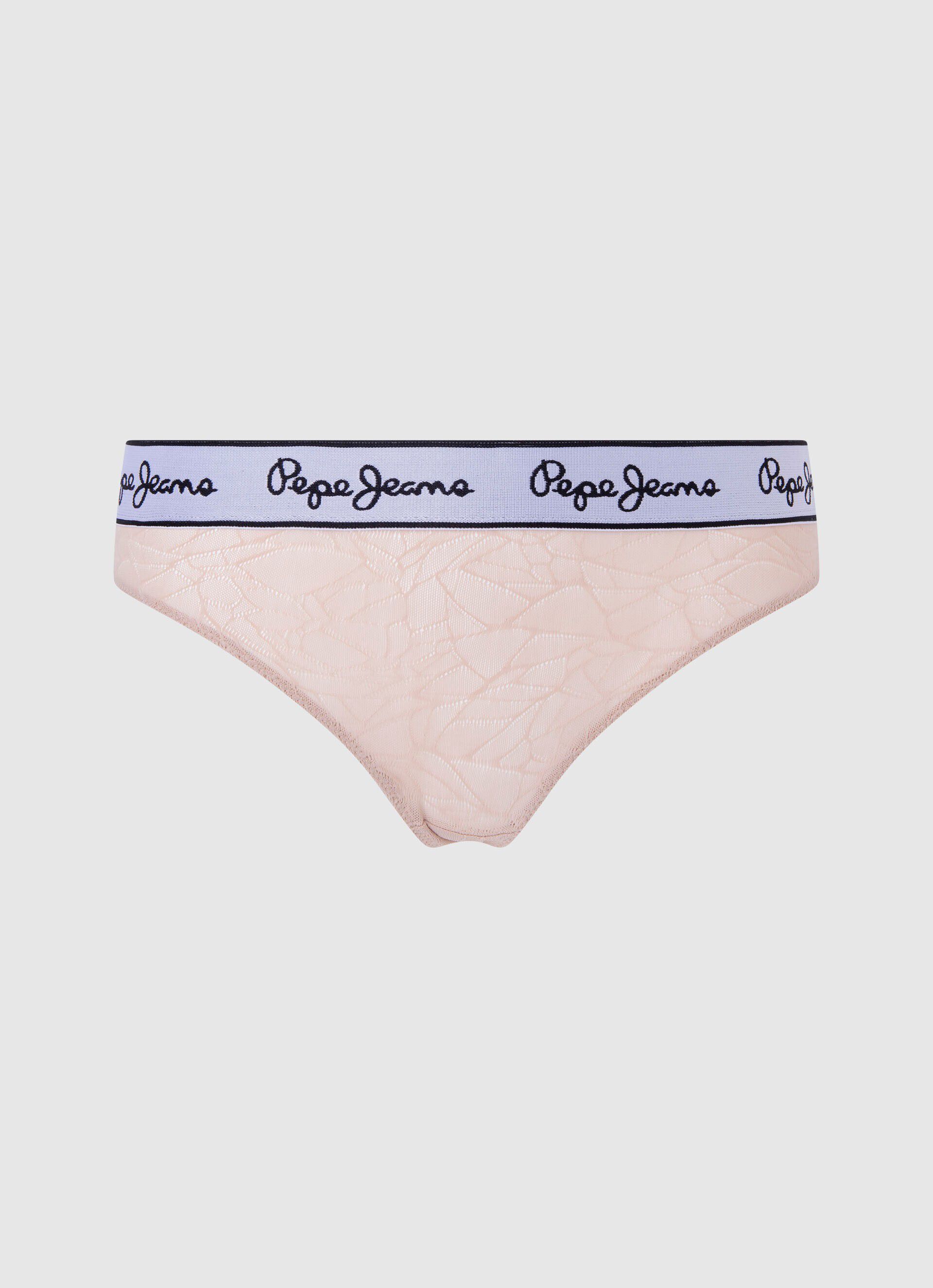 Calcinha fio dental de tela - rosa nude claro