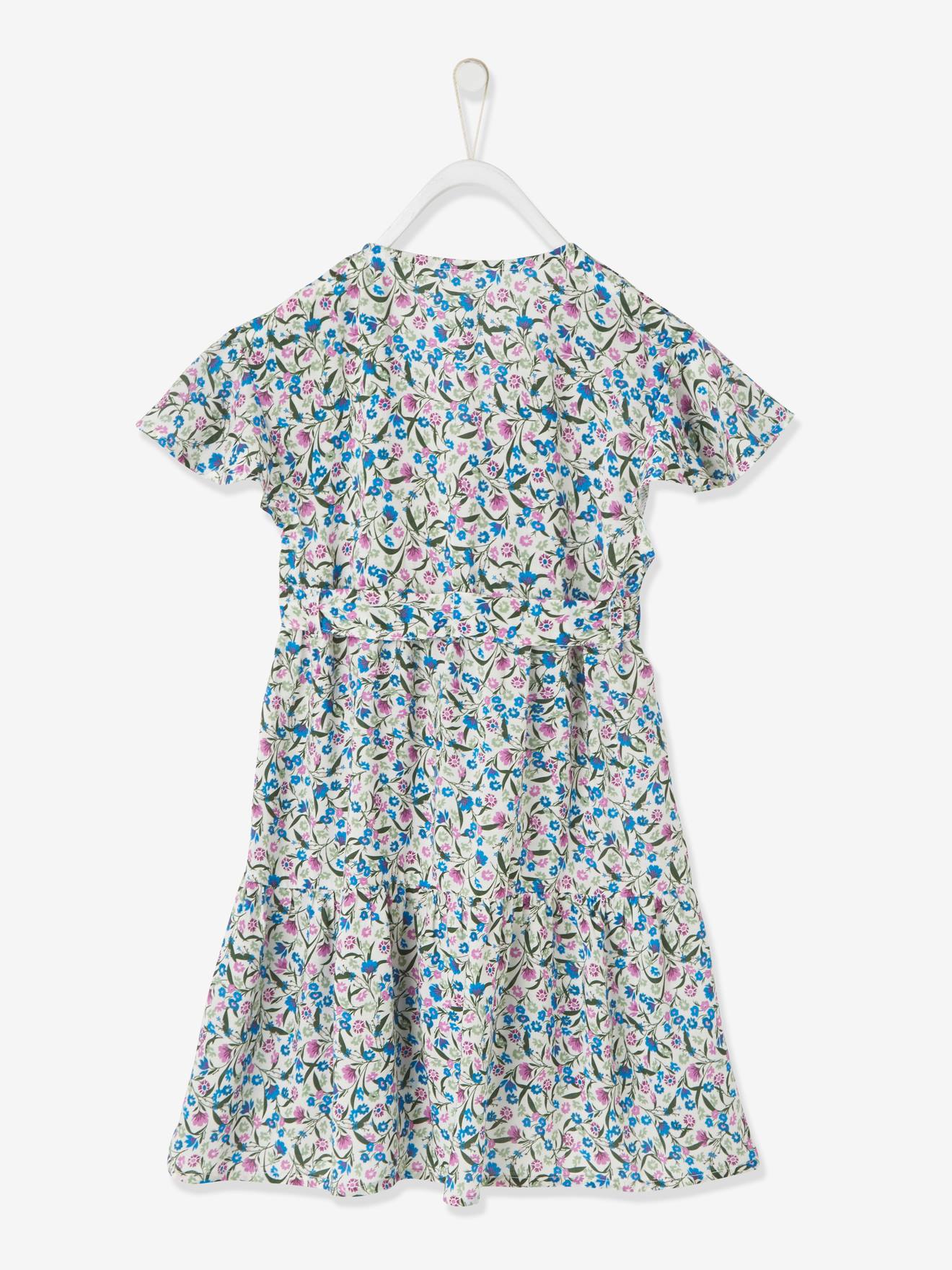 Vestido envelope estampado para meninas, estampa azul escura