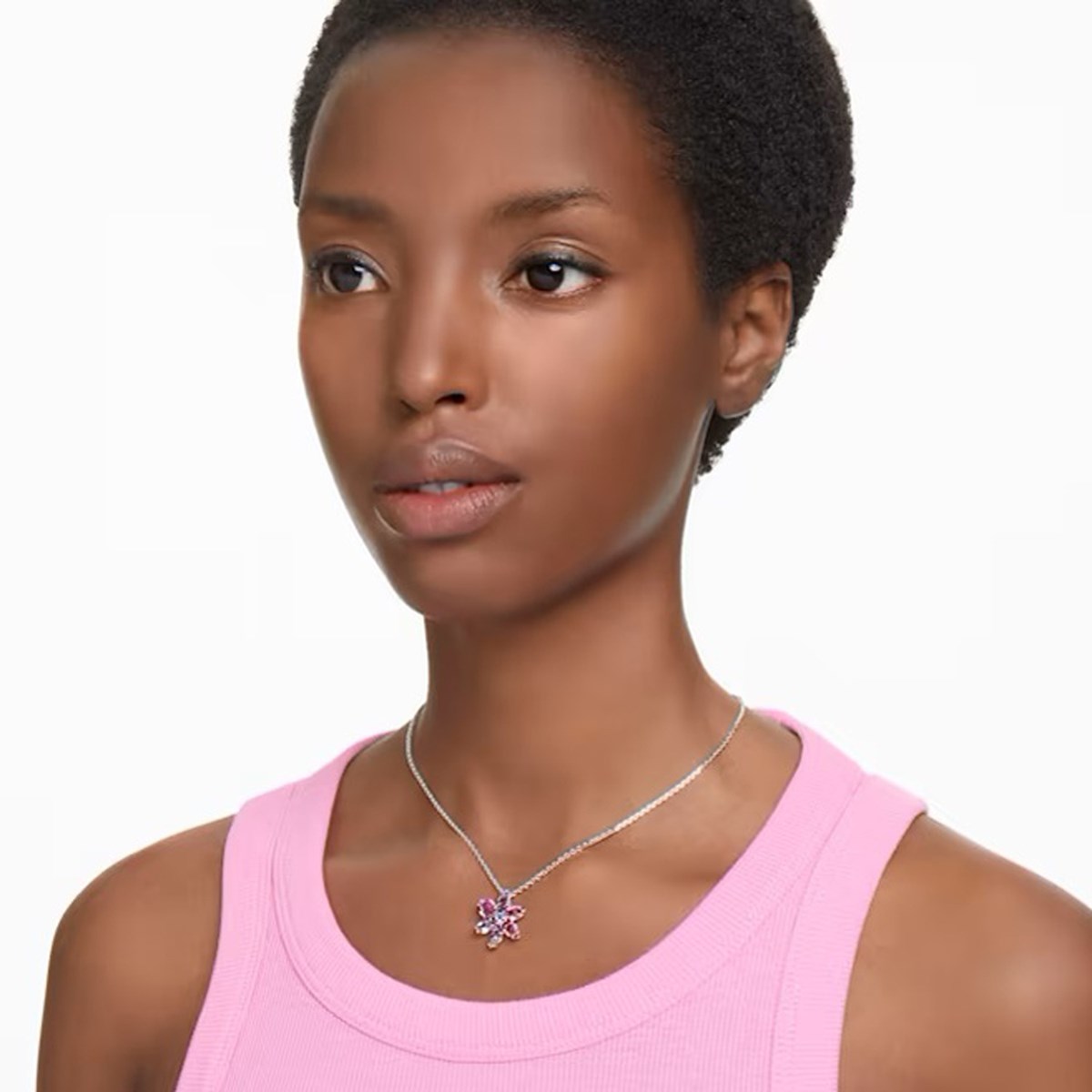Pendentif Swarovski Gema fleur rose