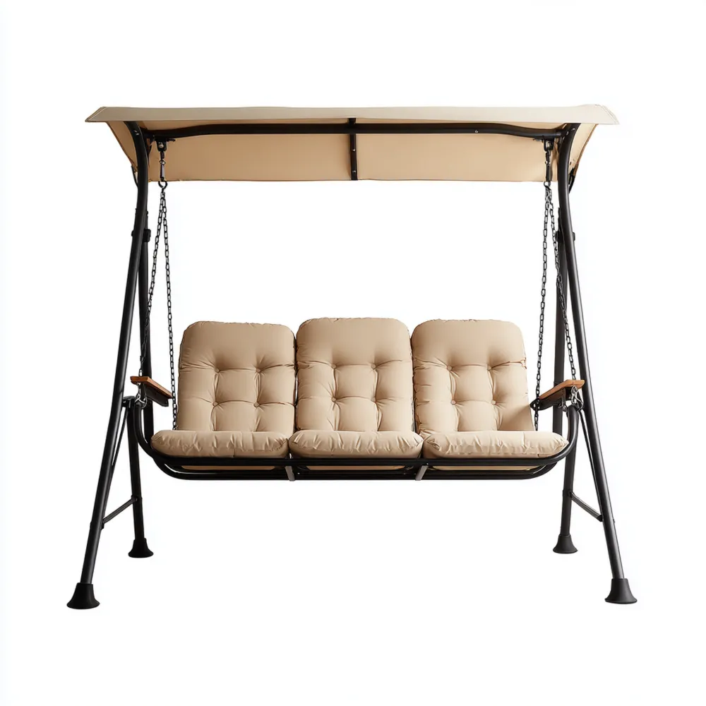 Gartenschaukel 3-Sitzer 180x120x170 cm Metallrahmen Beige - Wetterfest