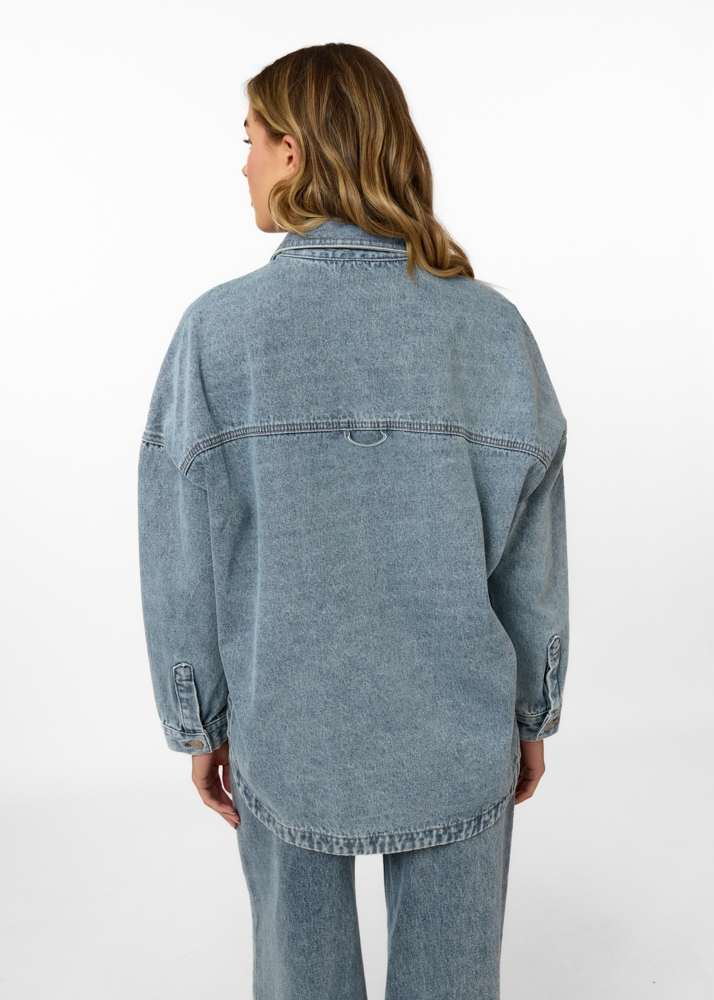 Oversized denim blouse sea blauw