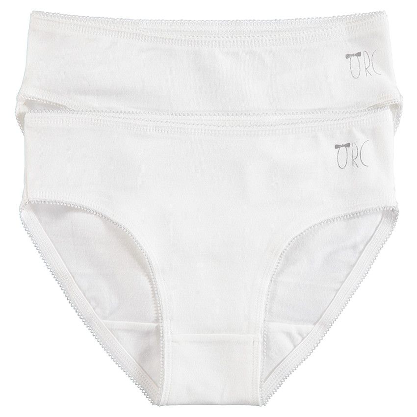 Lot de 2 culottes en coton avec logo pinté - Blanc