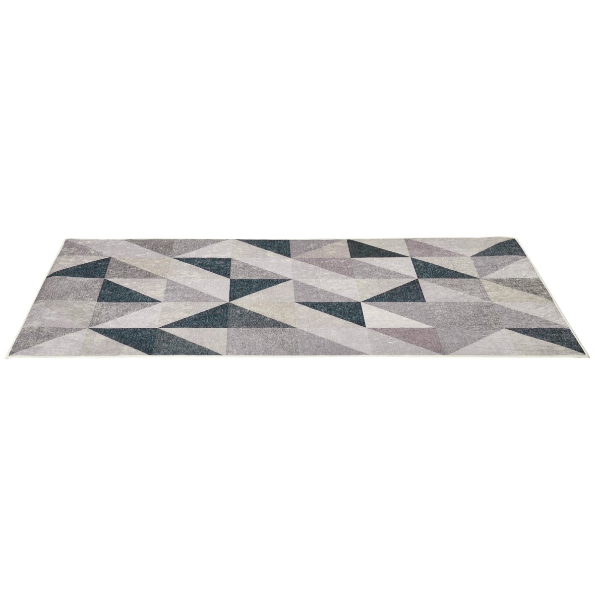 HOMCOM Vloerkleed met geometrische vormen, voor slaapkamer, woonkamer, keuken, vliesrug, 120 x 170 cm, polyester, grijs+zwart+wit