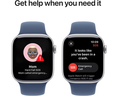 Apple Watch Series 10 GPS 42mm Silver Aluminium Case with Denim Sport Band - S/M
