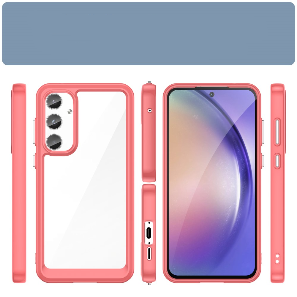 Samsung Galaxy A55 Hybrid Hülle TPU Bumper Acryl Rückseite - Transparent / Rosa