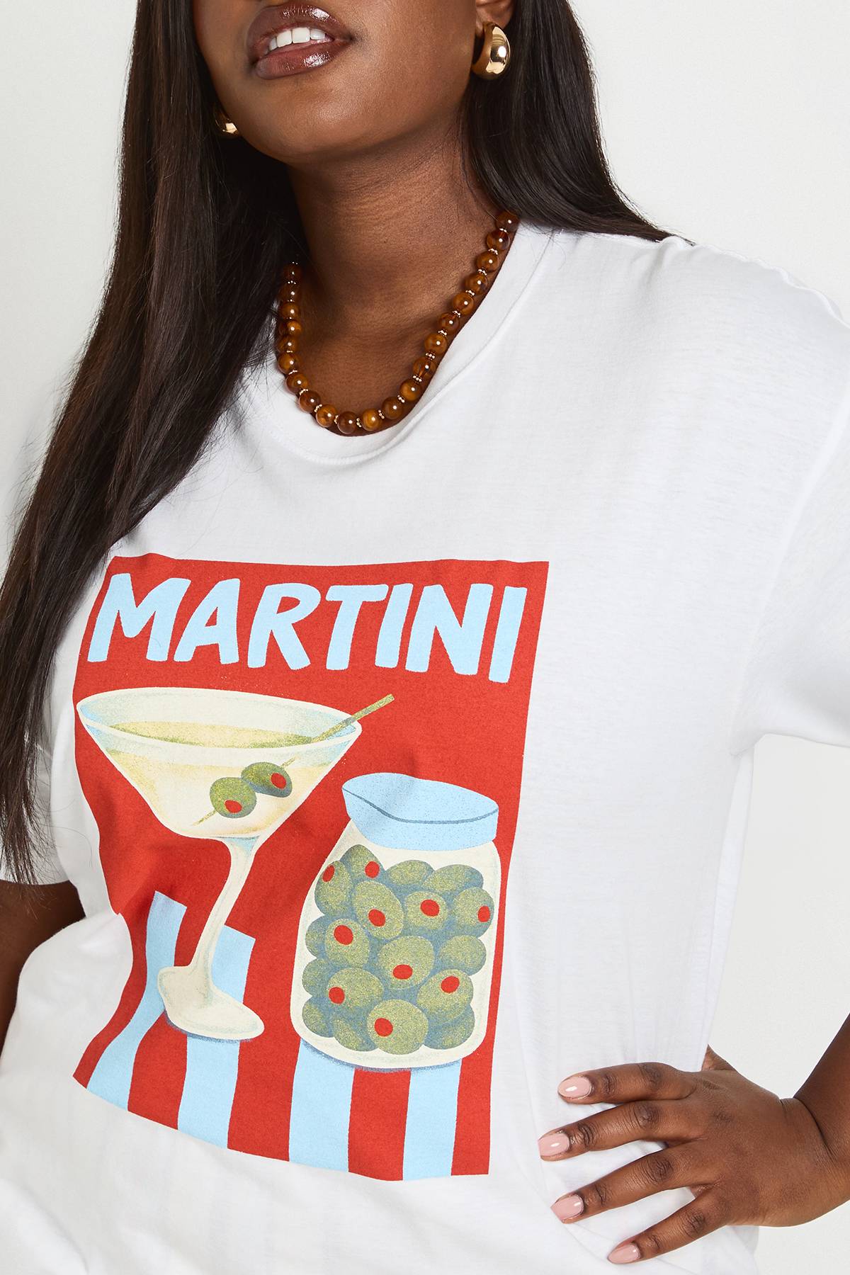 boohoo T-shirt Imprimé Martini Grande Taille