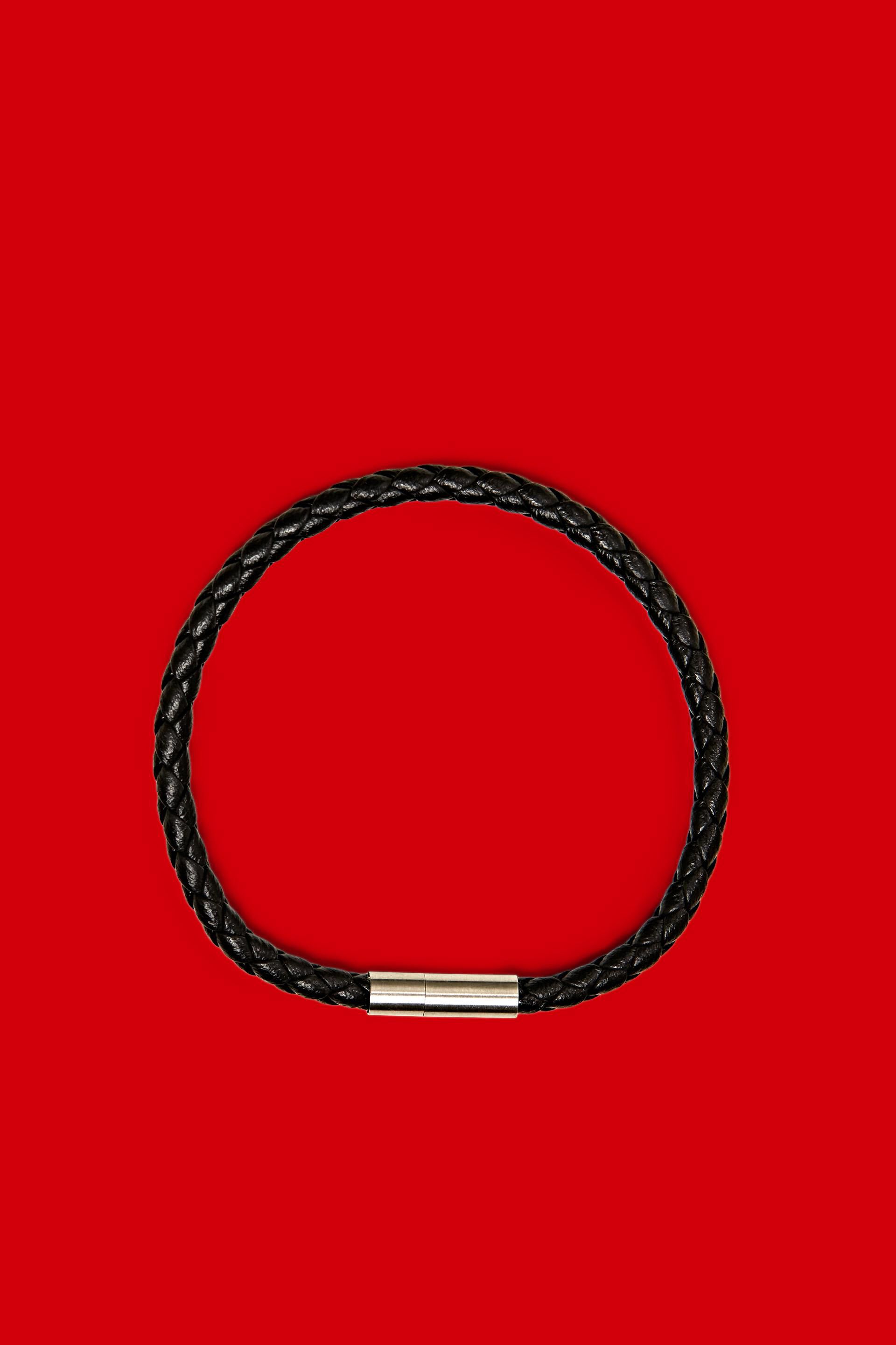 Bracelet d’aspect cuir tressé à fermoir