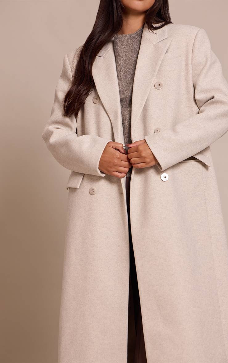 Gris Clair Manteau Structuré Oversized À Double Boutonnage