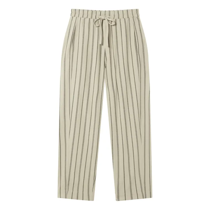 Thinking Mu Pantalon Esther Rayures Coton Bio | Beige