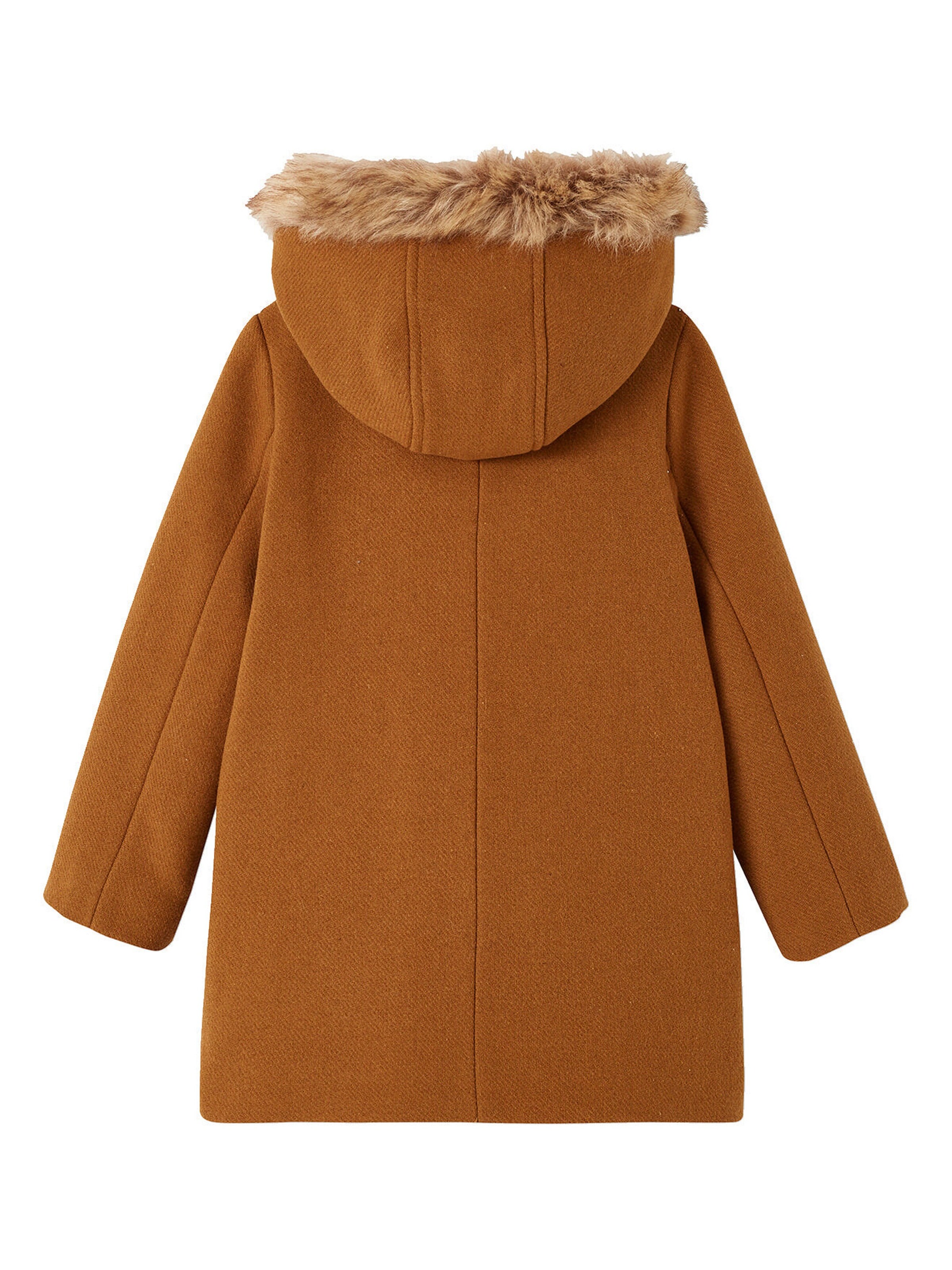 Vertbaudet Mädchen Dufflecoat mit Kapuze & Knebelknöpfen camel