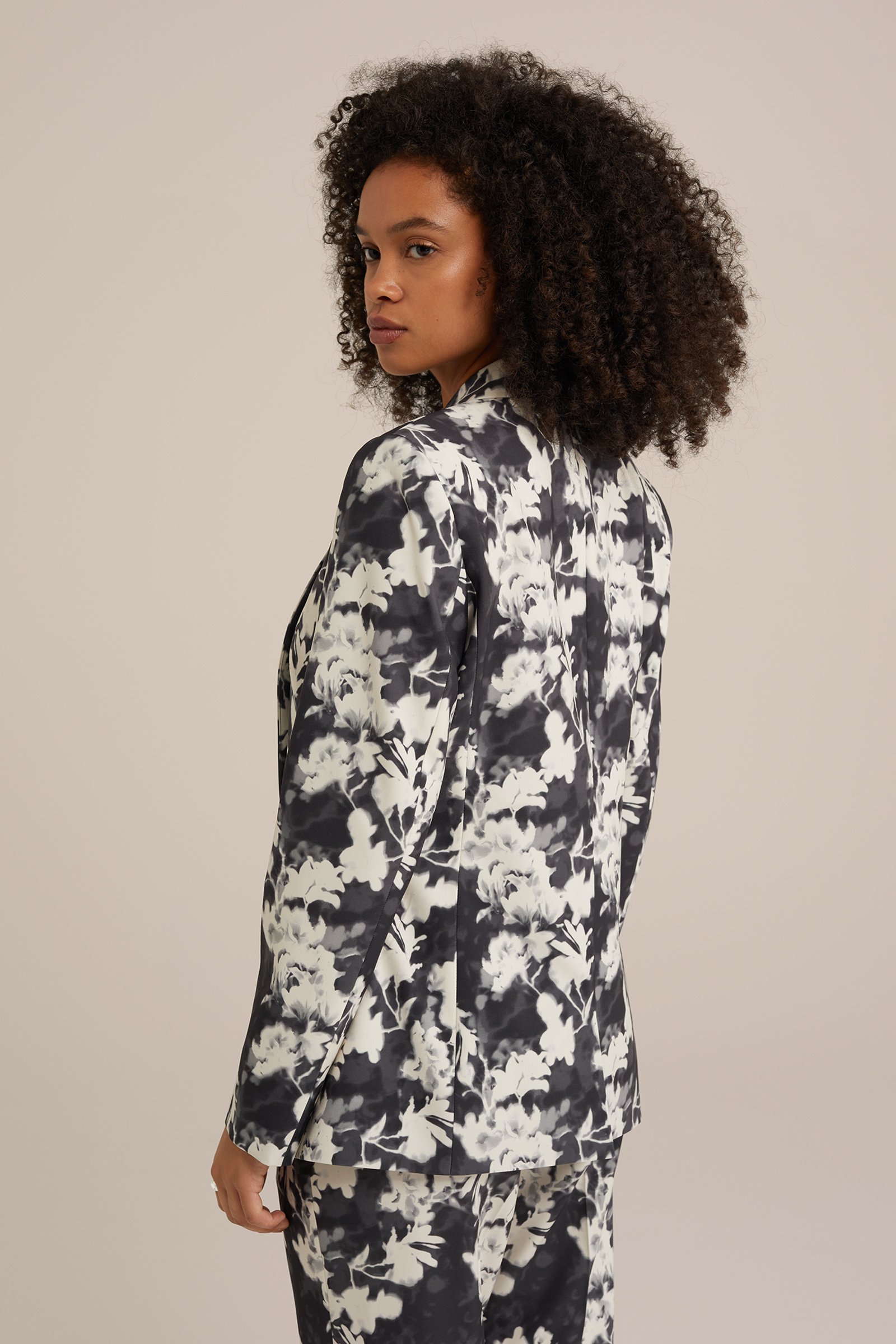 slim fit blazer met dessin WE Fashion Zwart