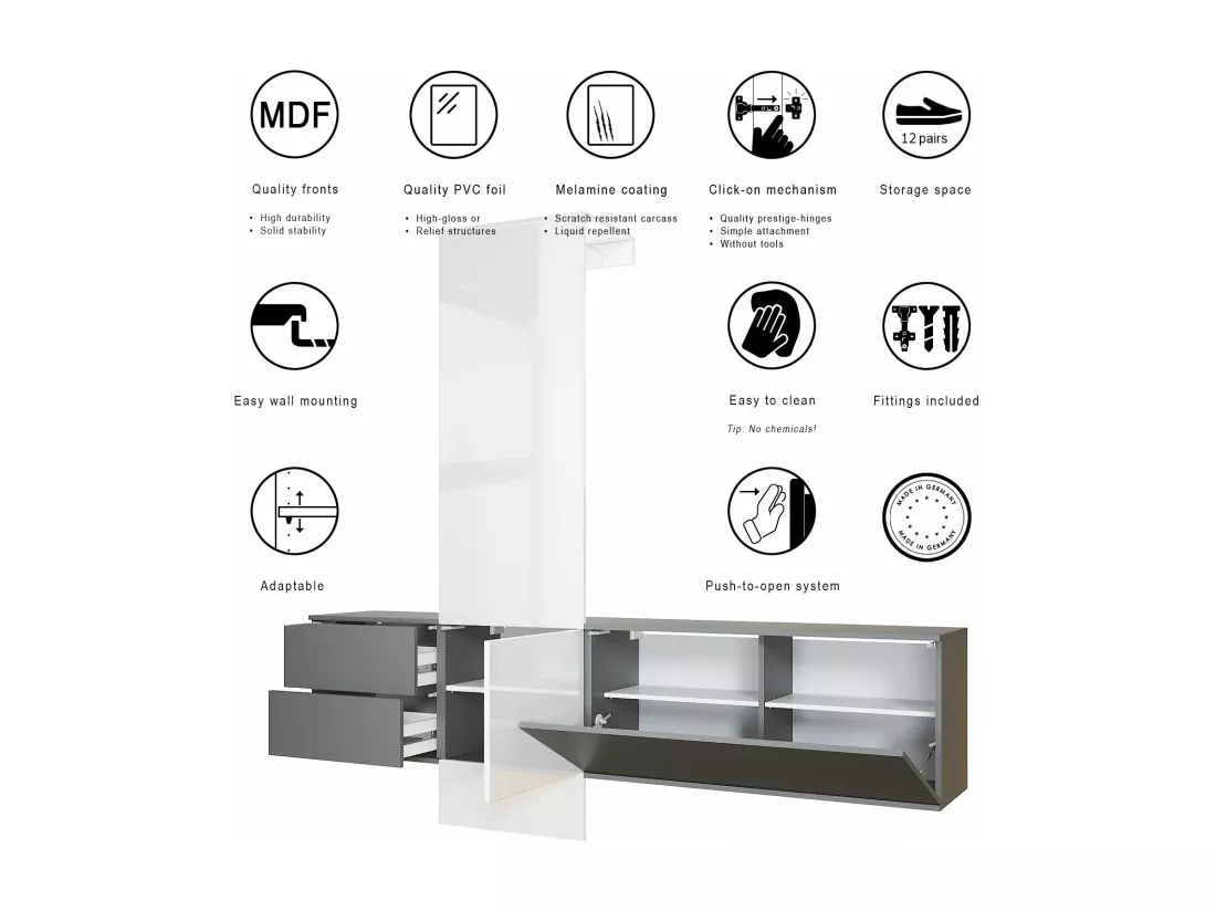 Vestiaire Gris Et Aspect Bronze (lxhxp) : 209 X 193 X 35