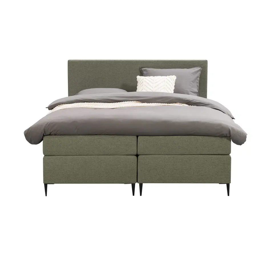 Boxspring Liv egaal - groen - 160x200 cm - slanke poot
