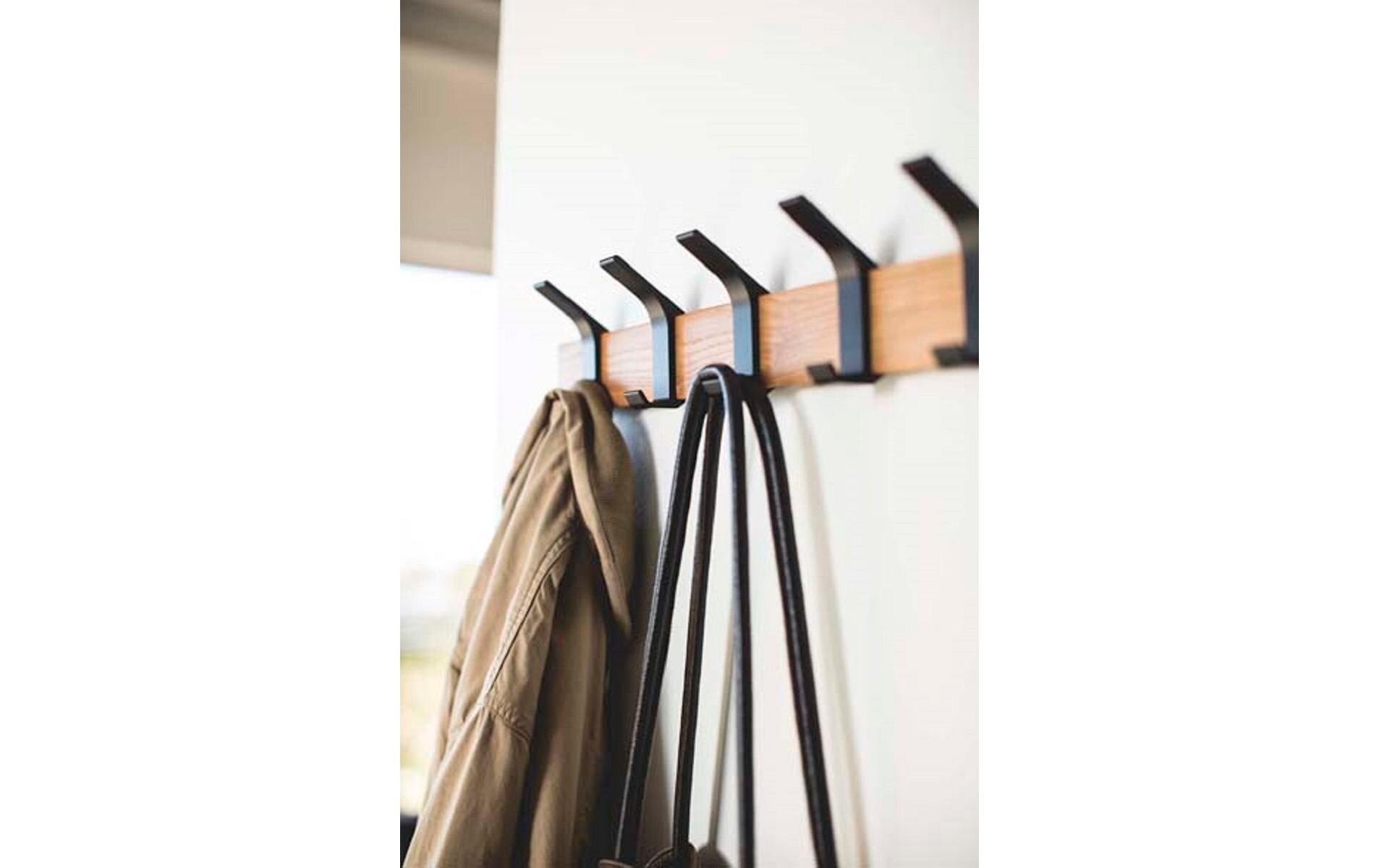 Wandgarderobe Rin 5 Haken, Braun/SchwarzWandgarderobe mit verstellbaren Metallhaken