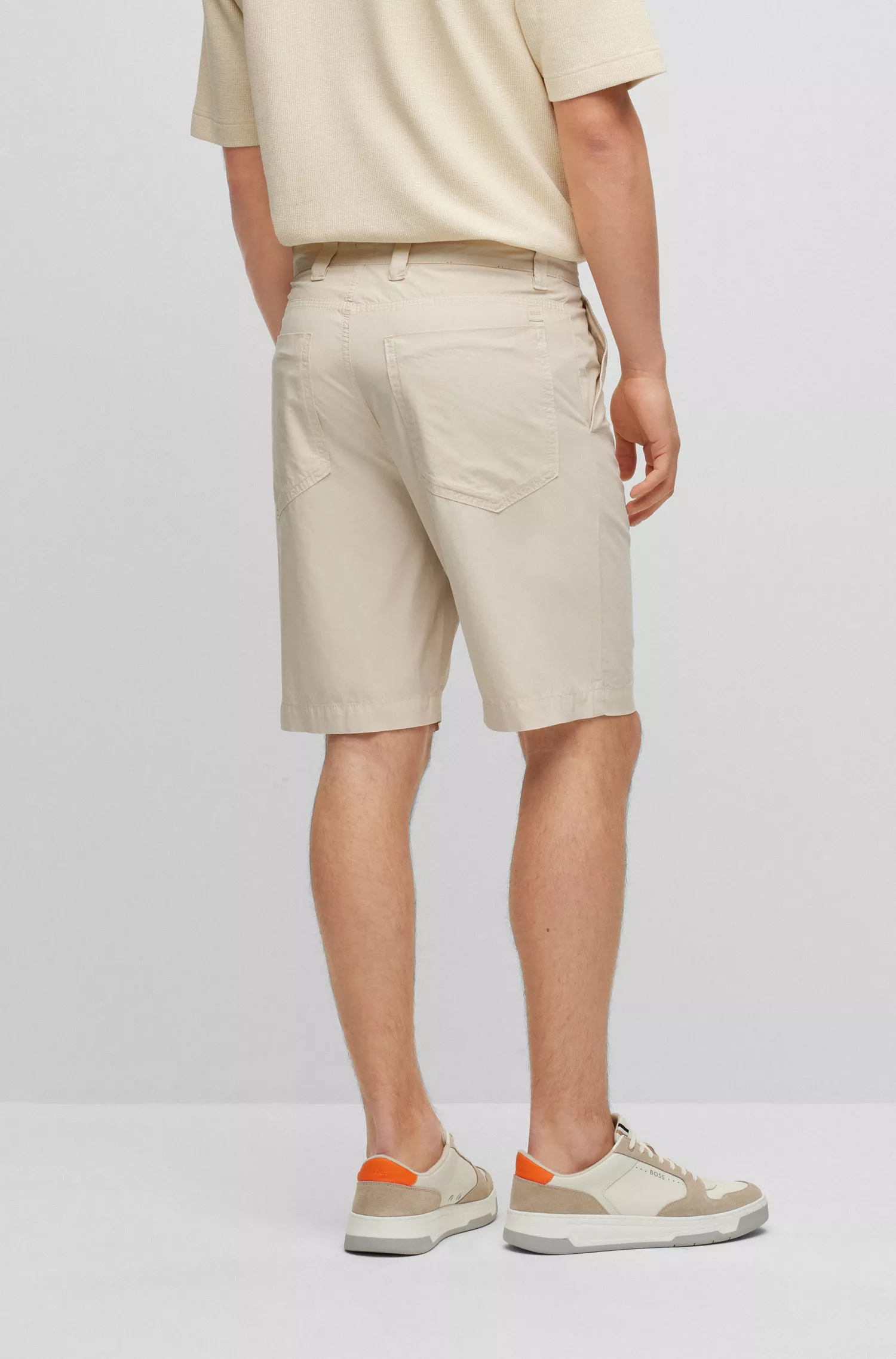 BOSS Laranja - Shorts de modelagem relaxada em popeline de algodão fresco.