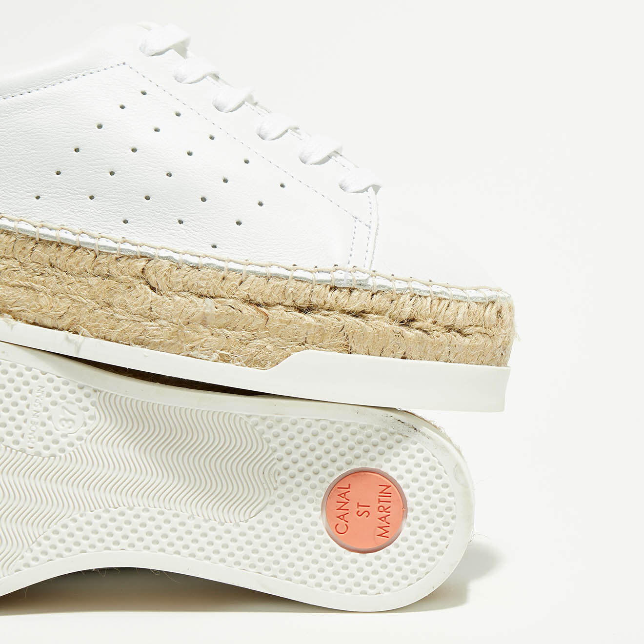 Canal Saint Martin Baskets espadrilles en Cuir Lancry blanc/python