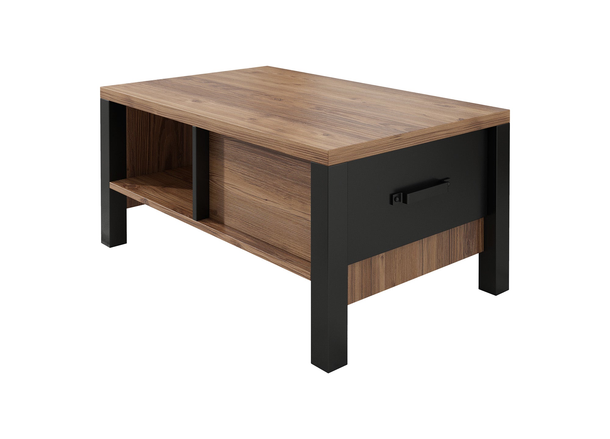 Olivia - Salontafel met lade - Zwart/eiken