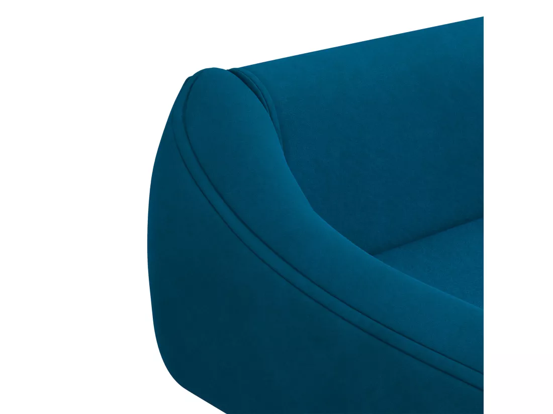 Canapé chien lit pour chien design scandinave - coussin moelleux déhoussable, pieds bois - velours bleu canard