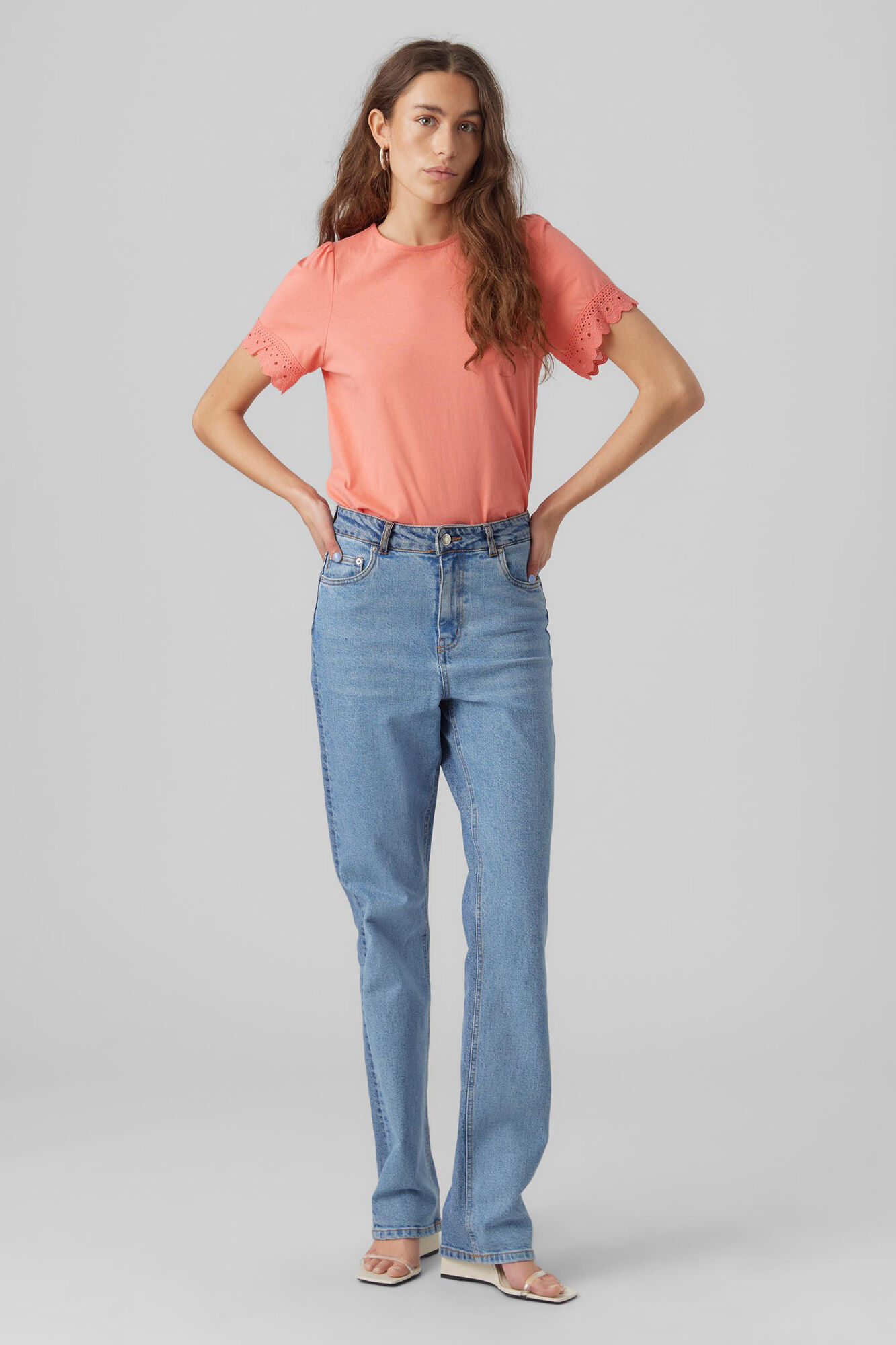 Blusa de algodão de manga curta - Vermelha