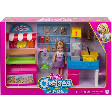Barbie Chelsea Supermarkt-Spielset mit Puppe und Zubehör
