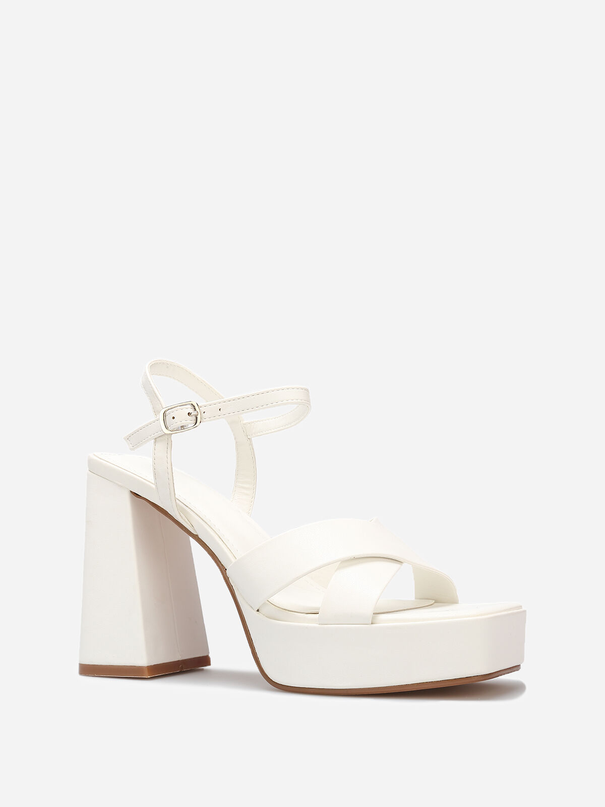 Sandales à plateforme avec brides croisées- Blanc