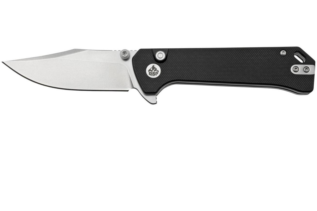 QSP Grebe QS147-C1, 14C28N Clippoint zwart G10, zakmes