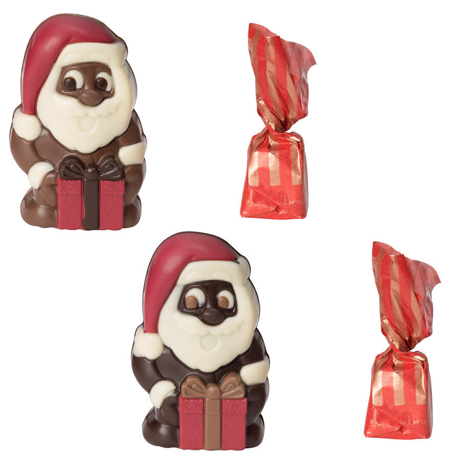 Père Noël cadeau en chocolat au lait ou noir.