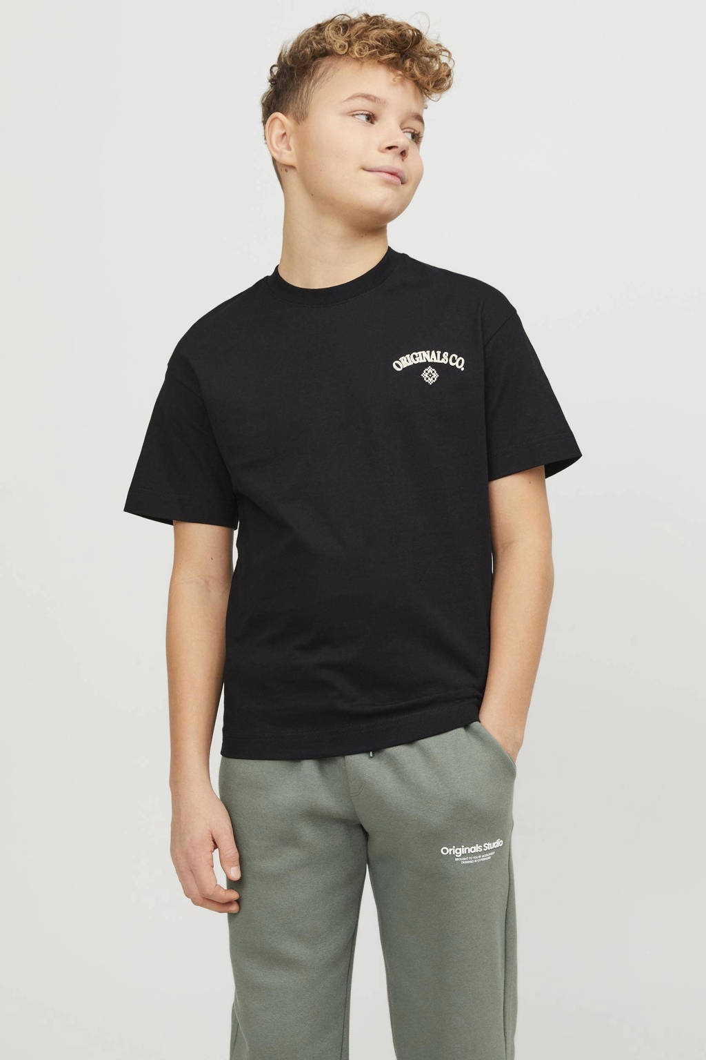 JACK & JONES T-shirt JORSANTORINI met backprint zwart