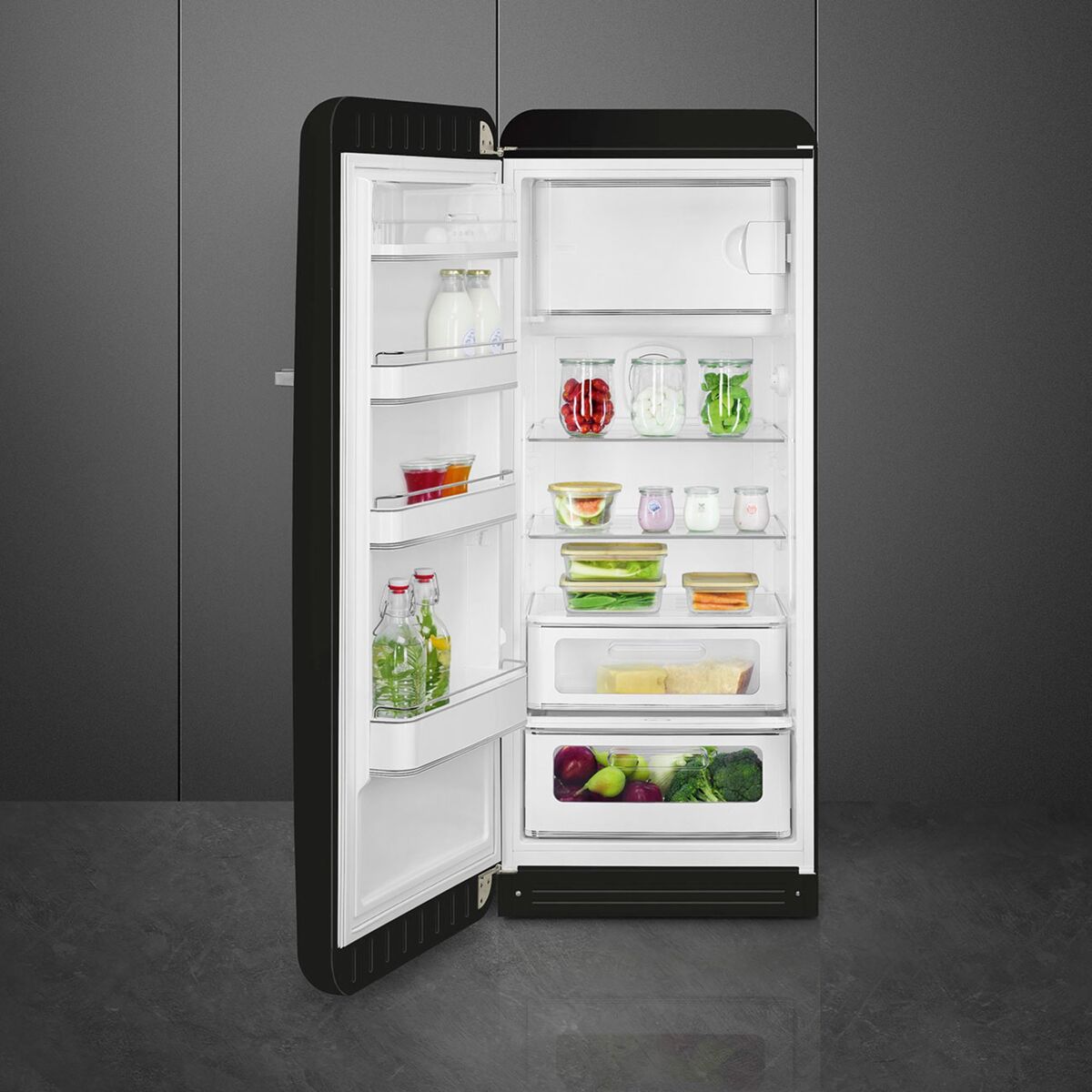 Smeg FAB28LBL6 Kjøleskap Med Fryser 153cm Venstrehengt Svart