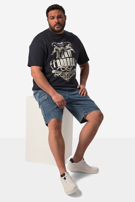 Men+ T-Shirt, Halbarm, Bauchfit, Frontdruck, bis 84/86