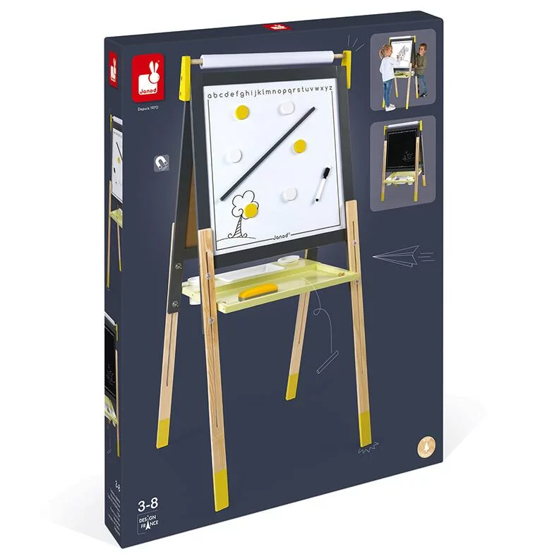 TABLEAU REGLABLE GRIS ET JAUNE - EN BOIS