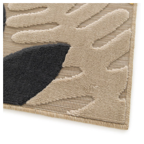 Tapis intérieur et extérieur en relief - palmera - beige et noir - 160 x 230 cm