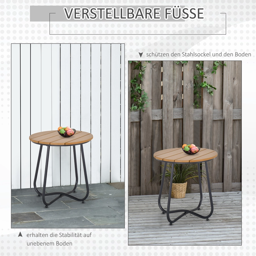 Outsunny Runder Gartentisch in Holzoptik braun
