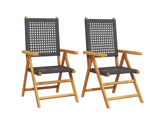 VIDAXL - Chaises de jardin lot de 2 noir bois massif d'acacia et roti...