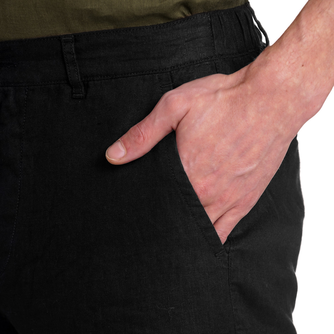 Jonas Nielsen Herren Leinen-Shorts in Unifarben schwarz