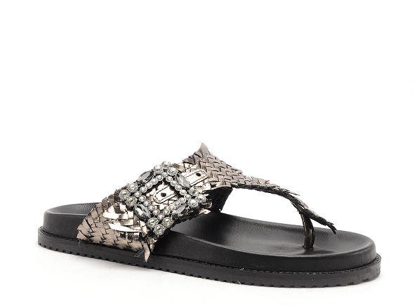 Studio mode mules et sabots plats femme mirror 75 gris