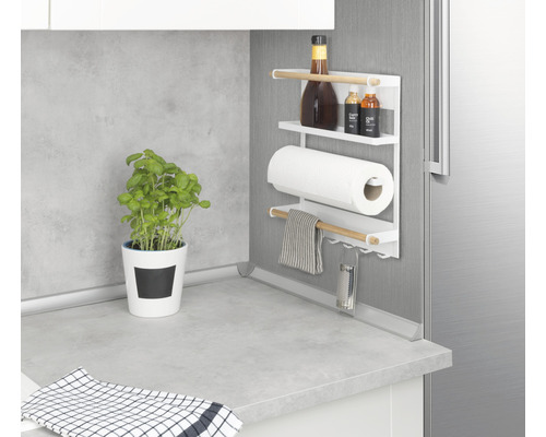 Magnetisch keukenplankje Wenko Magna wit/bamboe